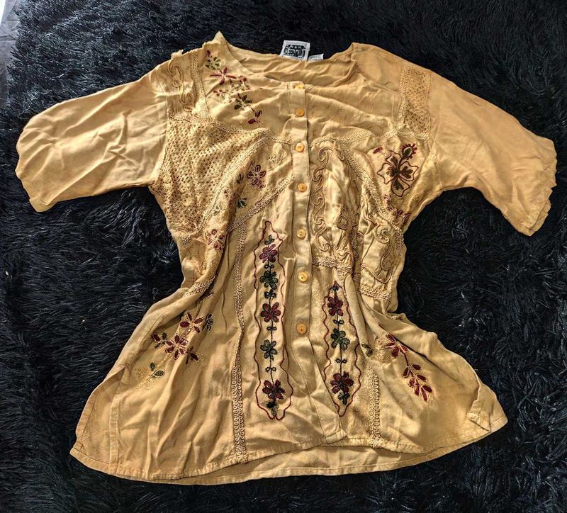 Hippie/boho Threadwork Detail Shirt