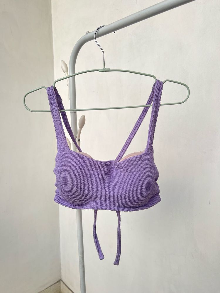 Purple Textured Bikini Top