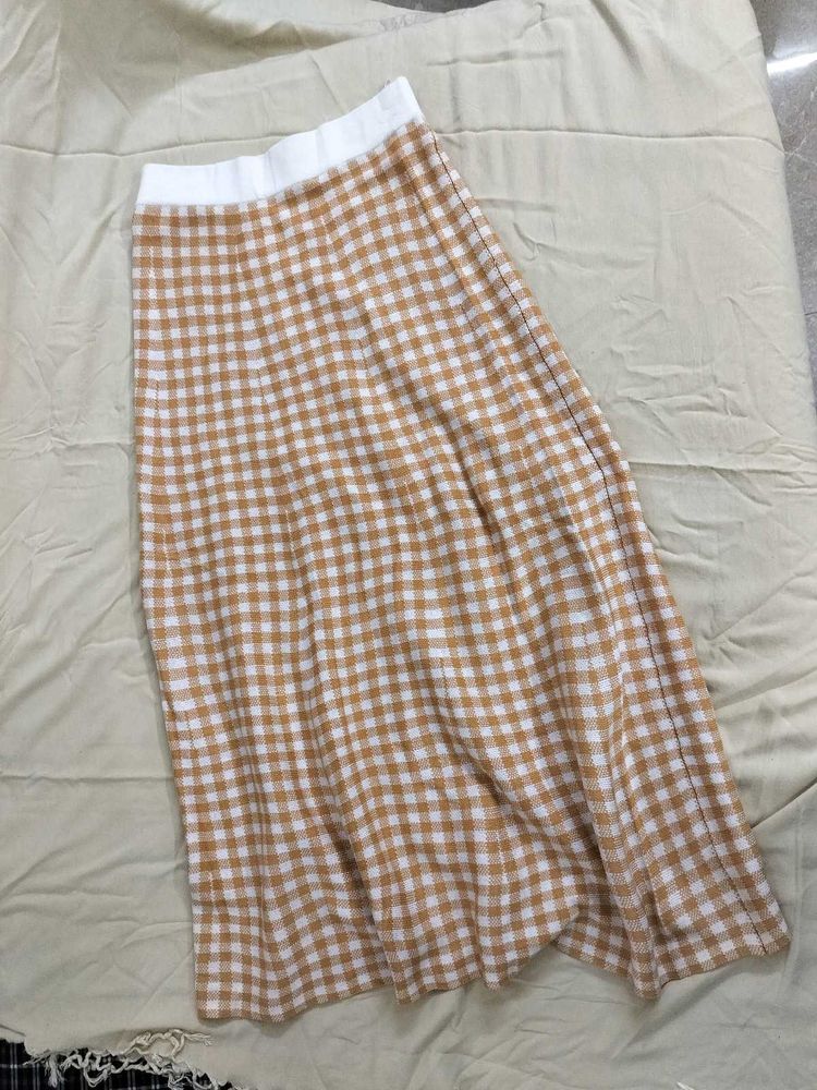 Checkered Midi Skirt
