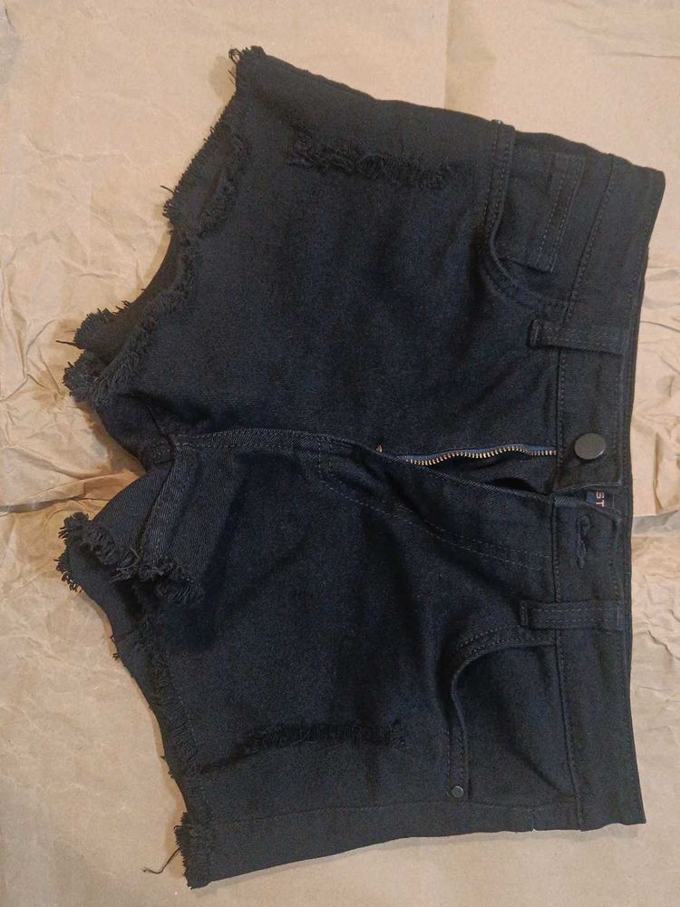 Denim Frayed Shorts