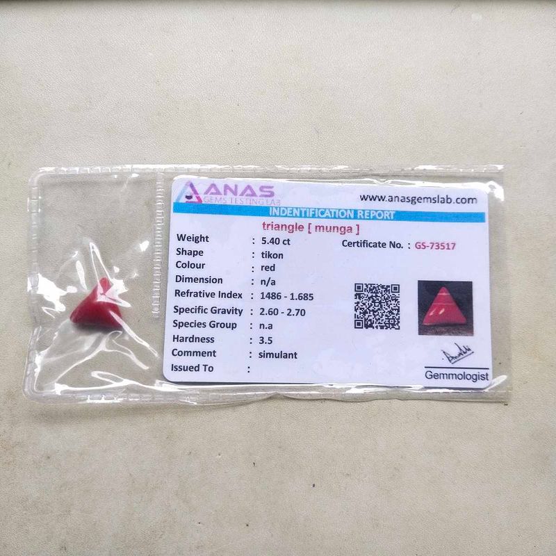 5.40 CTS. Red Italian Triangular Coral Gemstone