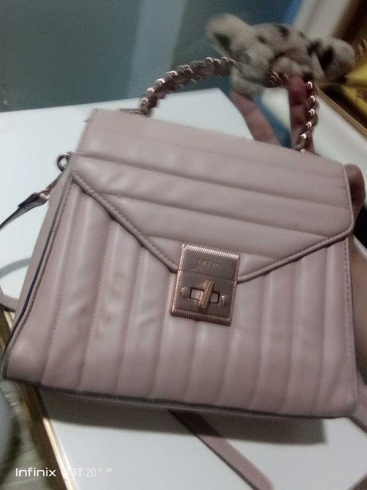 Blush Pink Quilted Crossbody Bag