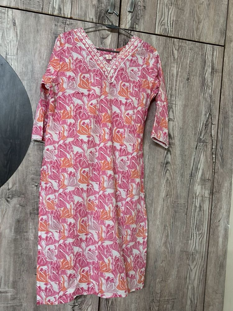 Pink Floral Kurta Set