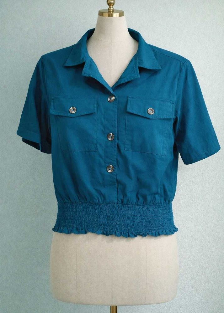 Stylish Teal Top/Denim crop