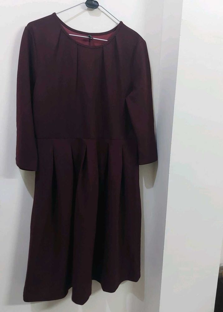 Burgundy Fit &amp; Flare Dress