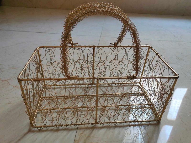 Brass Metal Basket Show Piece