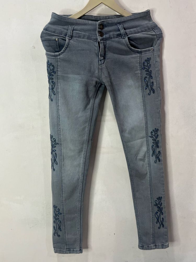 Embroidered Denim Jeans