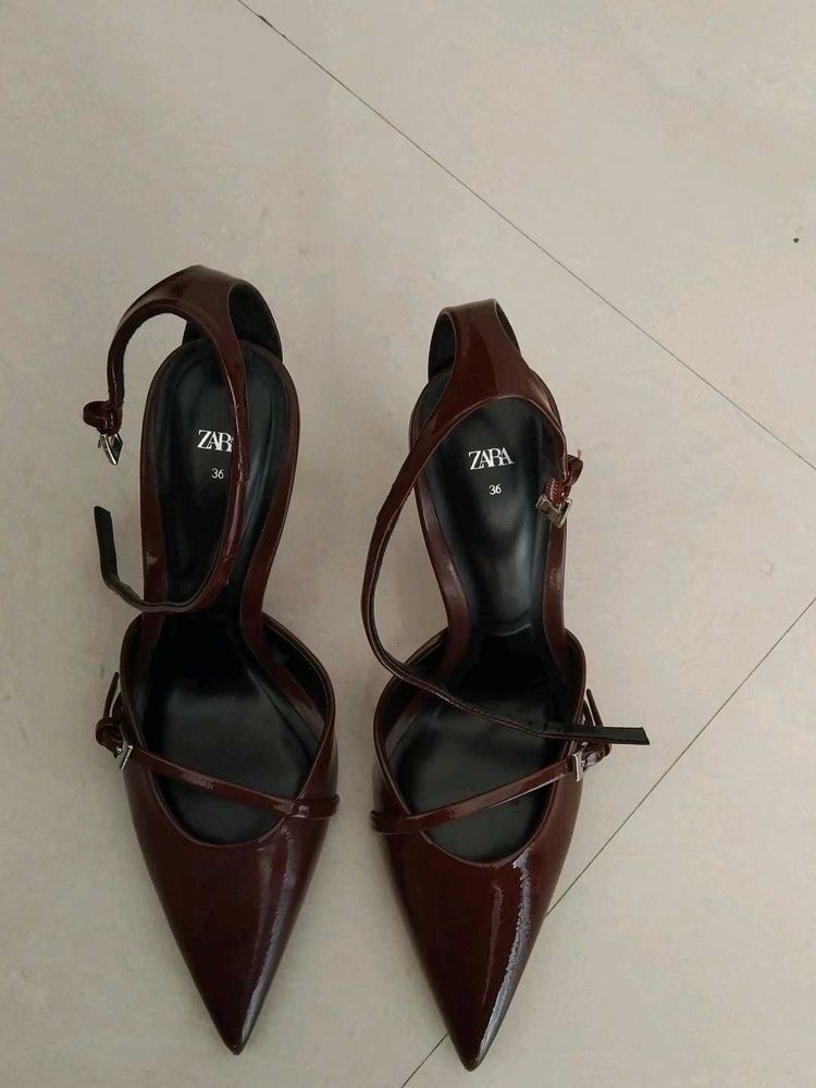 Zara Burgandy Stilettos