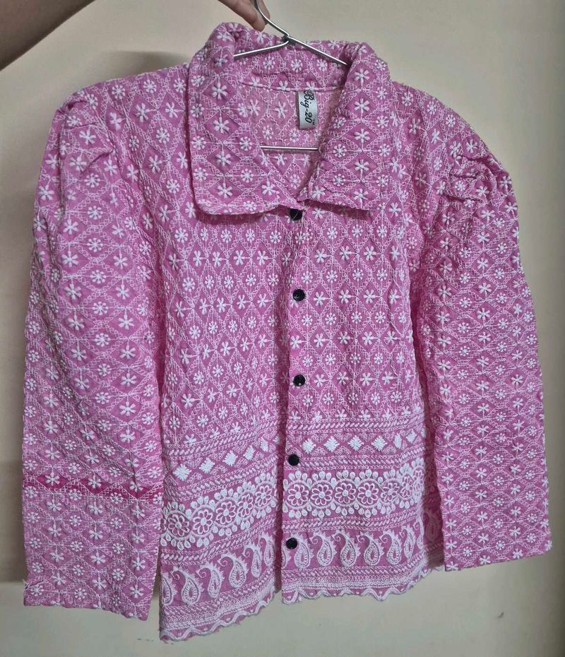 Pink Embroidered Jacket/Top
