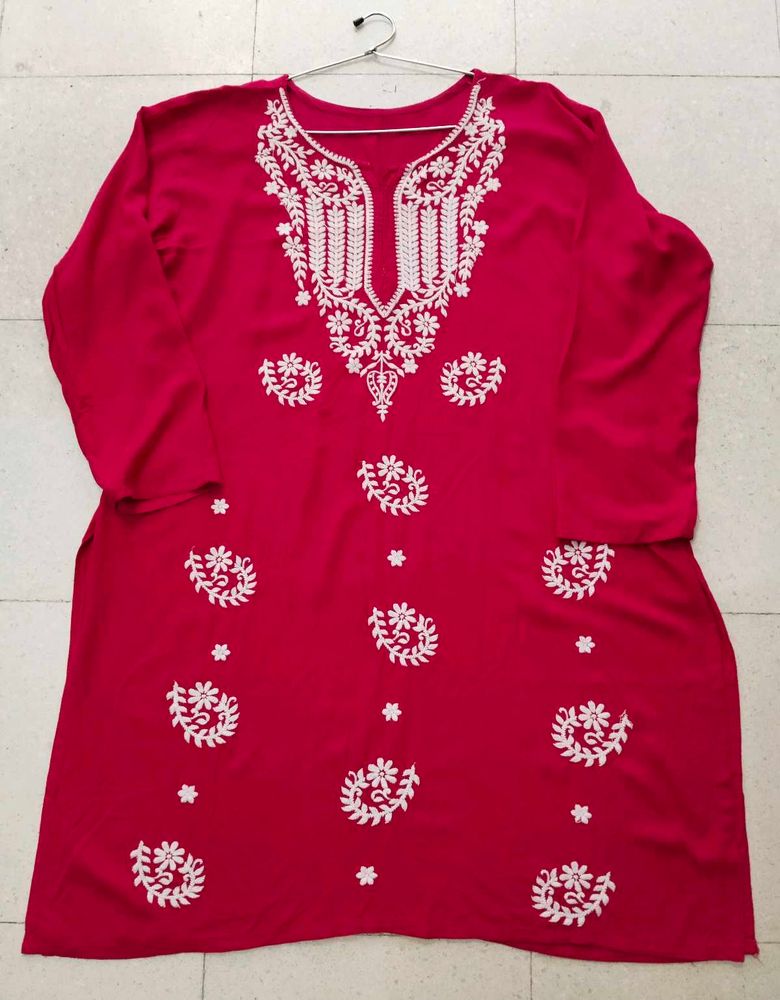 Dark Pink ( Rani)Embroidered Kurta looks Pretty