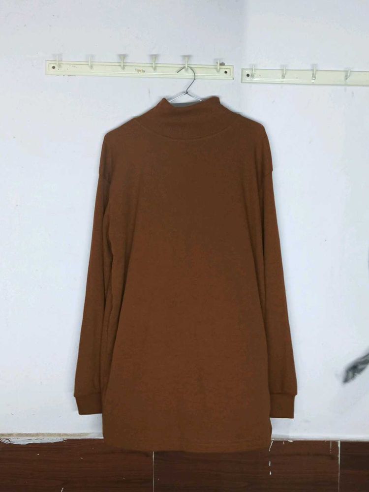 Brown Turtleneck Top