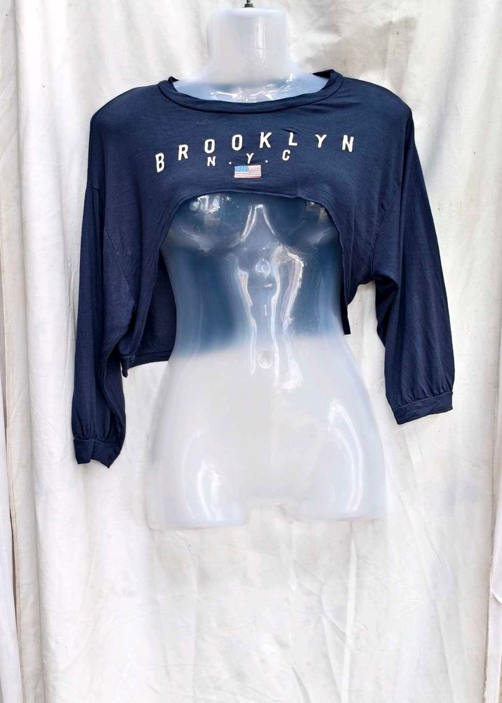53010. Blue Brooklyn Crop Top