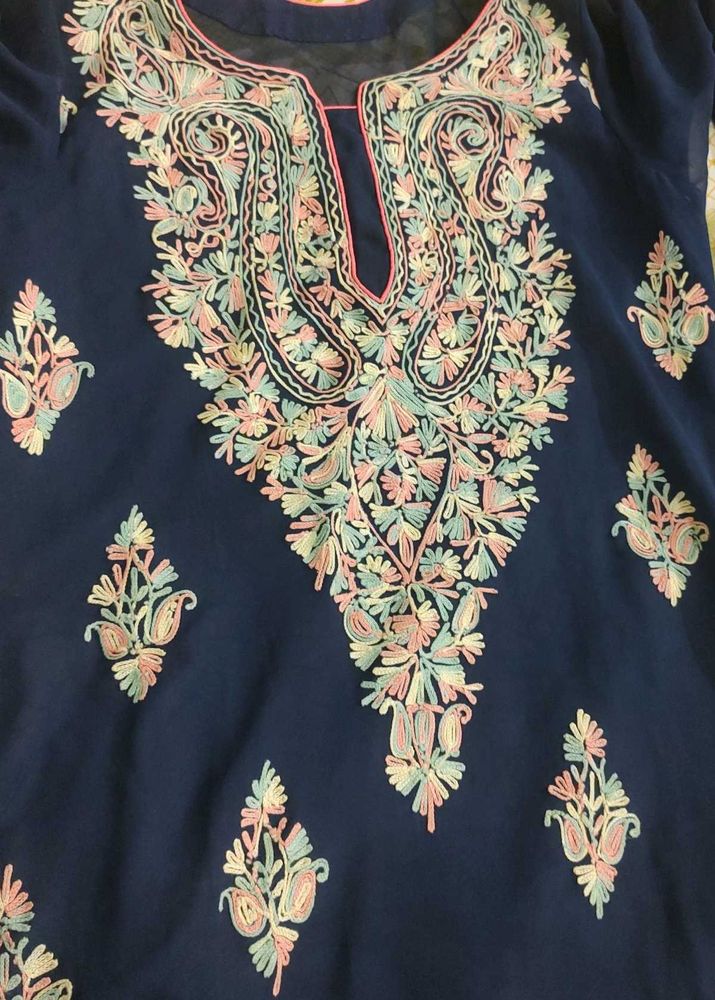 Blue 💙 Enbyded Georgette Kurta With Embroidery