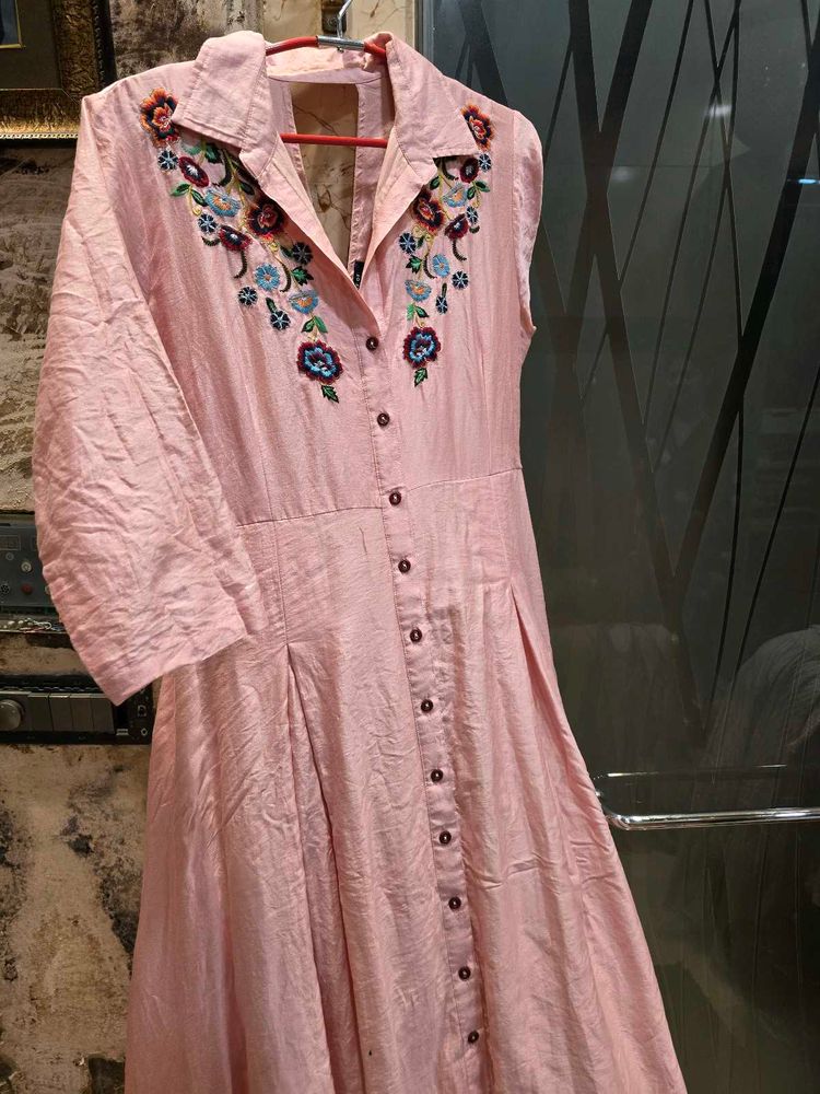 Embroidered Pink Dress
