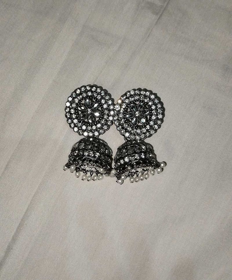 Oxidised Jhumka Earrings