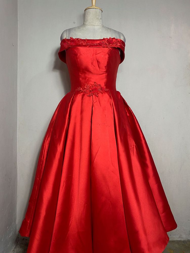 Red Off-Shoulder Formal Gown
