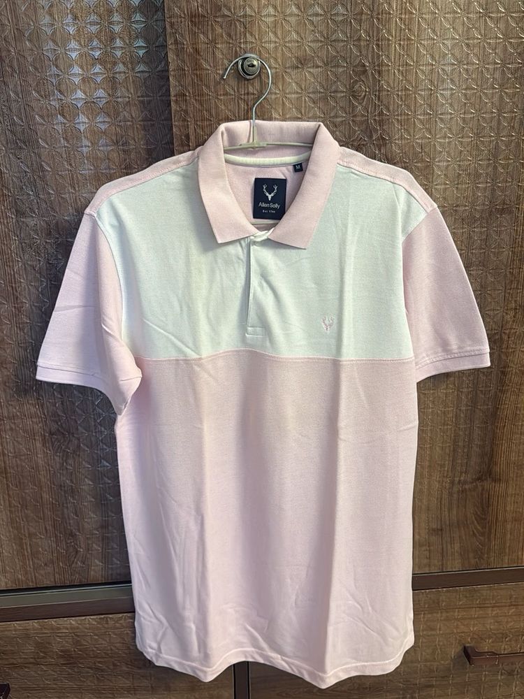 Allen Solly Pink &amp; White Polo Shirt