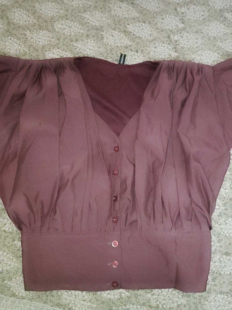 Zara Top With Balloon Sleeves