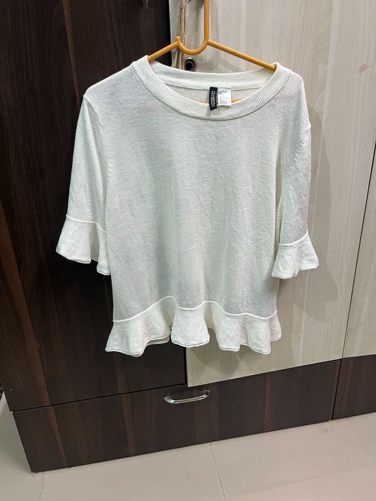 H&amp;M Ruffle Hem Knit Top