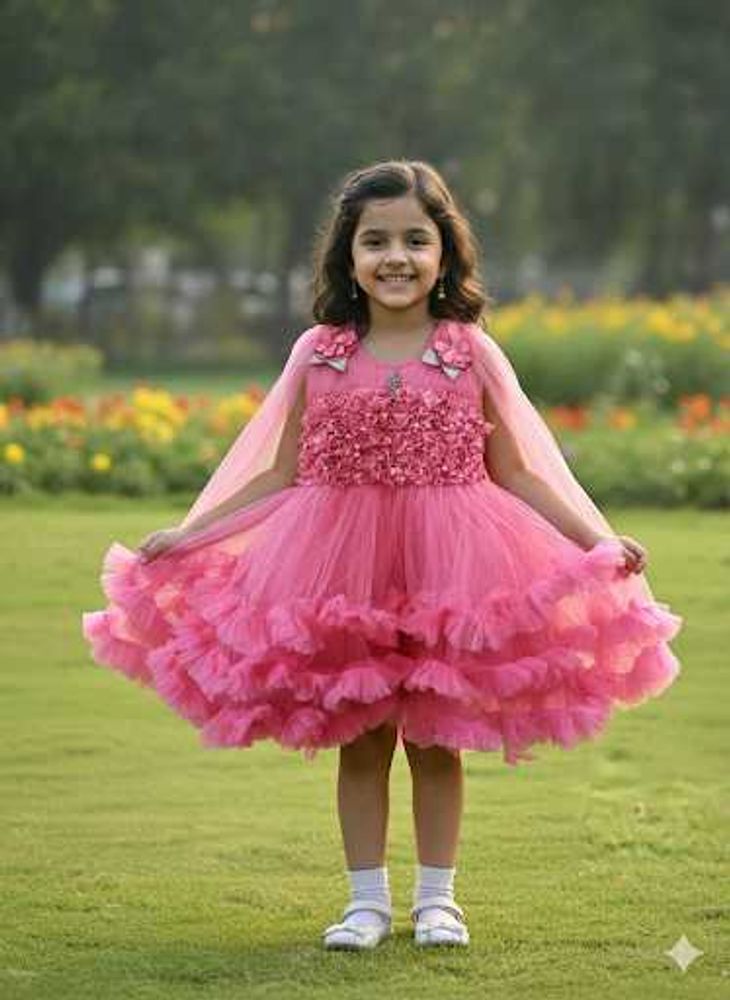 Pretty Pink Girls Party Dress