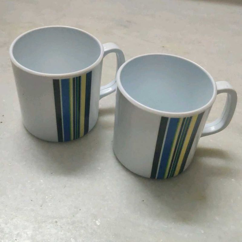 White Striped Mugs