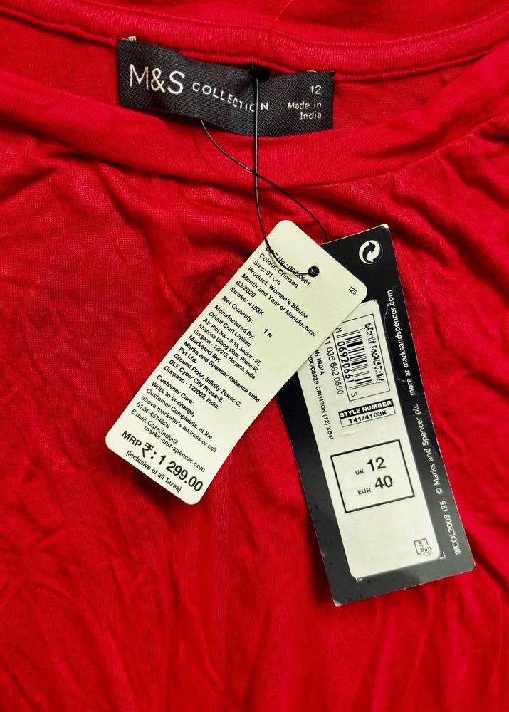 M&amp;S Collection Red Blouse - Size 12
