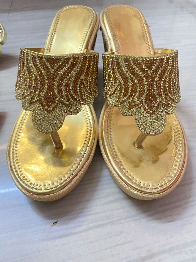 Golden Embellished Flats