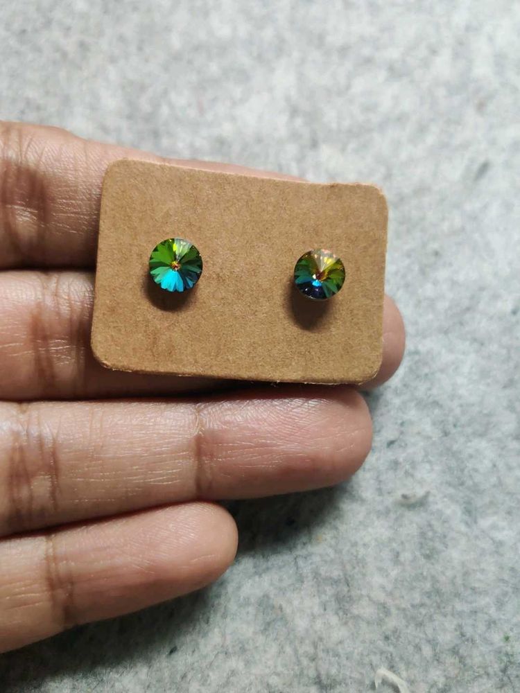 92.5 Silver Swarovski Stone Cute Stud Earrings