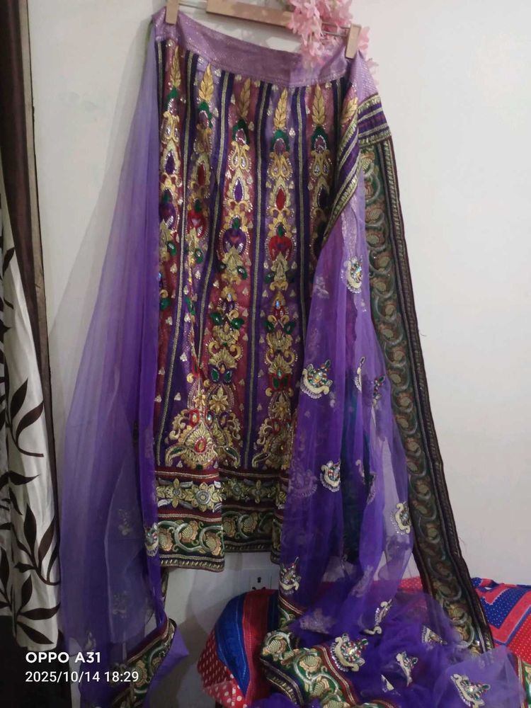 partywear Purple Lehenga saree