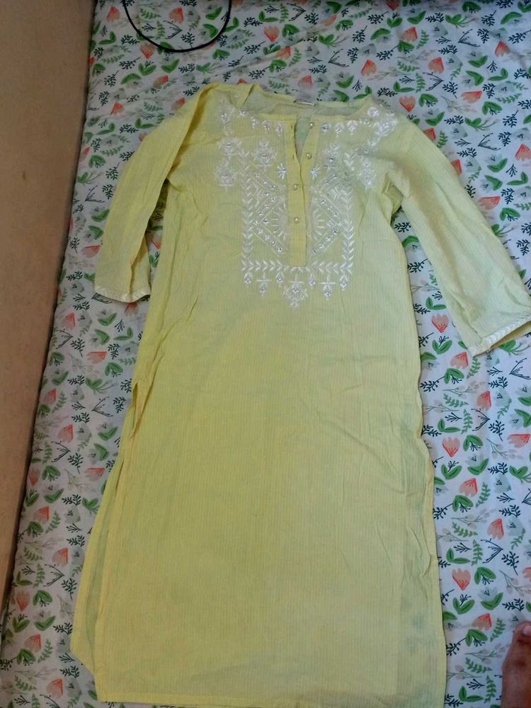 Yellow Embroidered Kurta