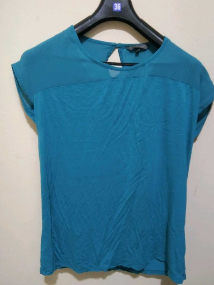 Teal Top with Sheer Detail