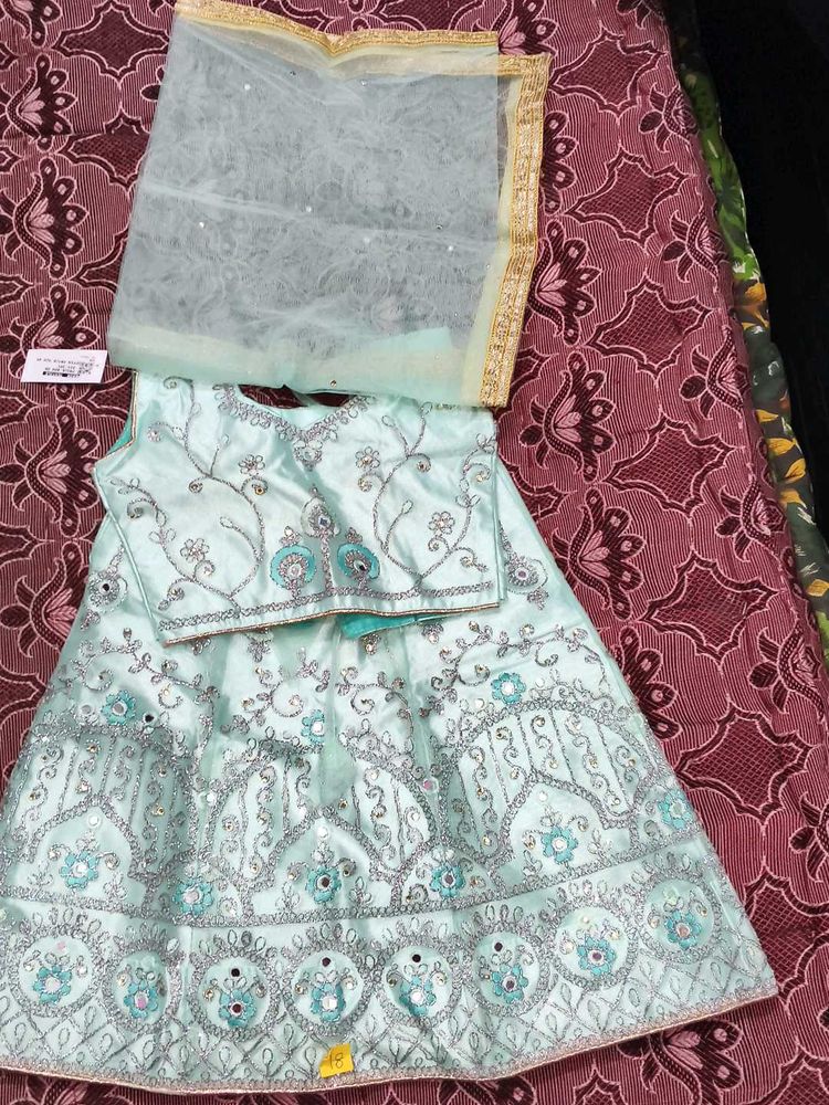 Cute Aqua Blue Lehenga Choli Set