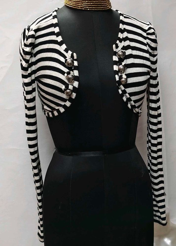 Tops For Rs.99/- Max Brand Black &amp; White Cardigan