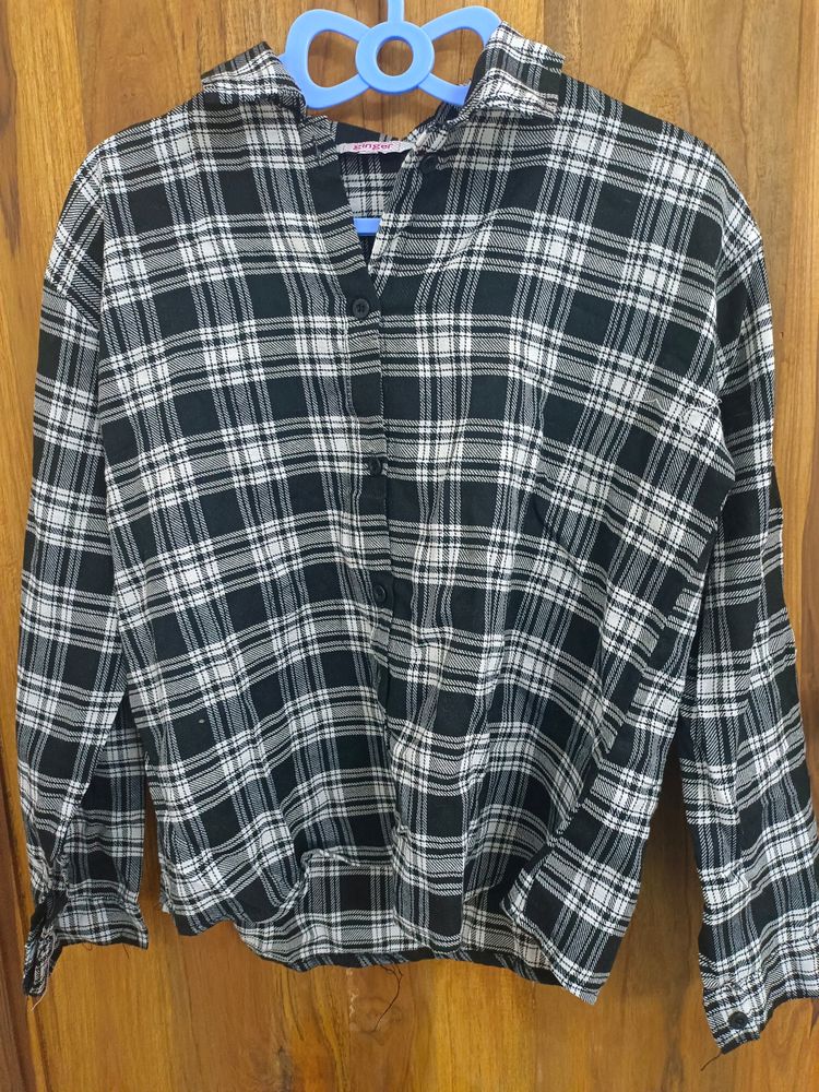 Balck Checked Oversized Shirt