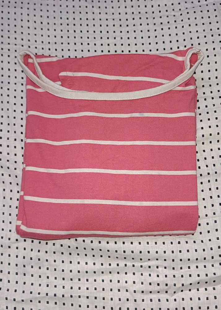 Pink Striped Midi Dress