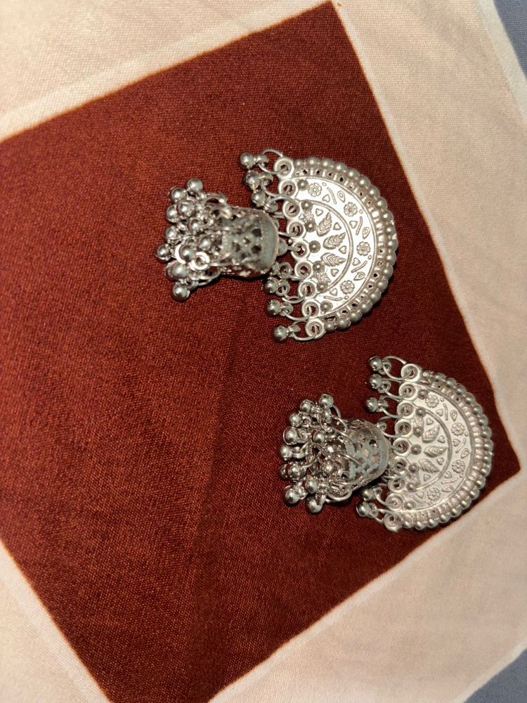Silver Jhumka Earrings
