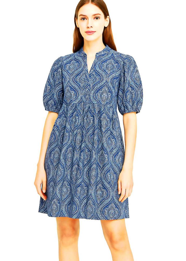 Handblock Print Flare Dress