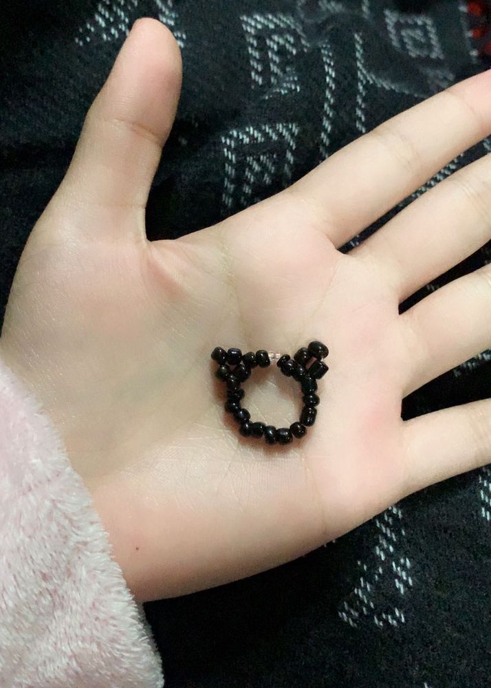 Cute Beaded Cat/ Kuromi Ring