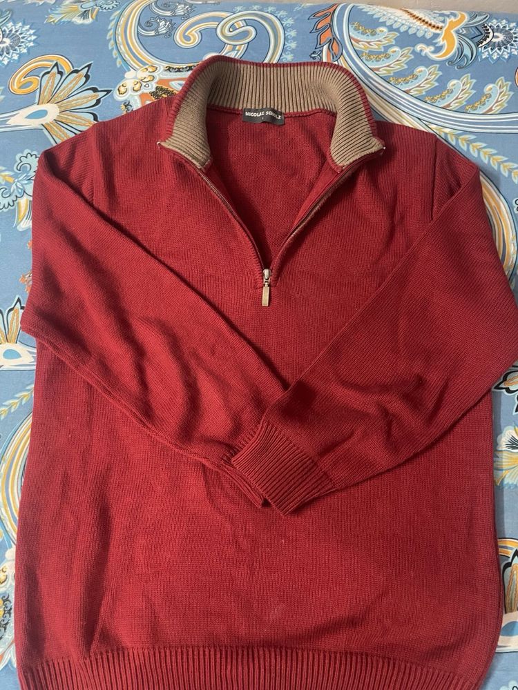 Men's Red Pullover Sweater