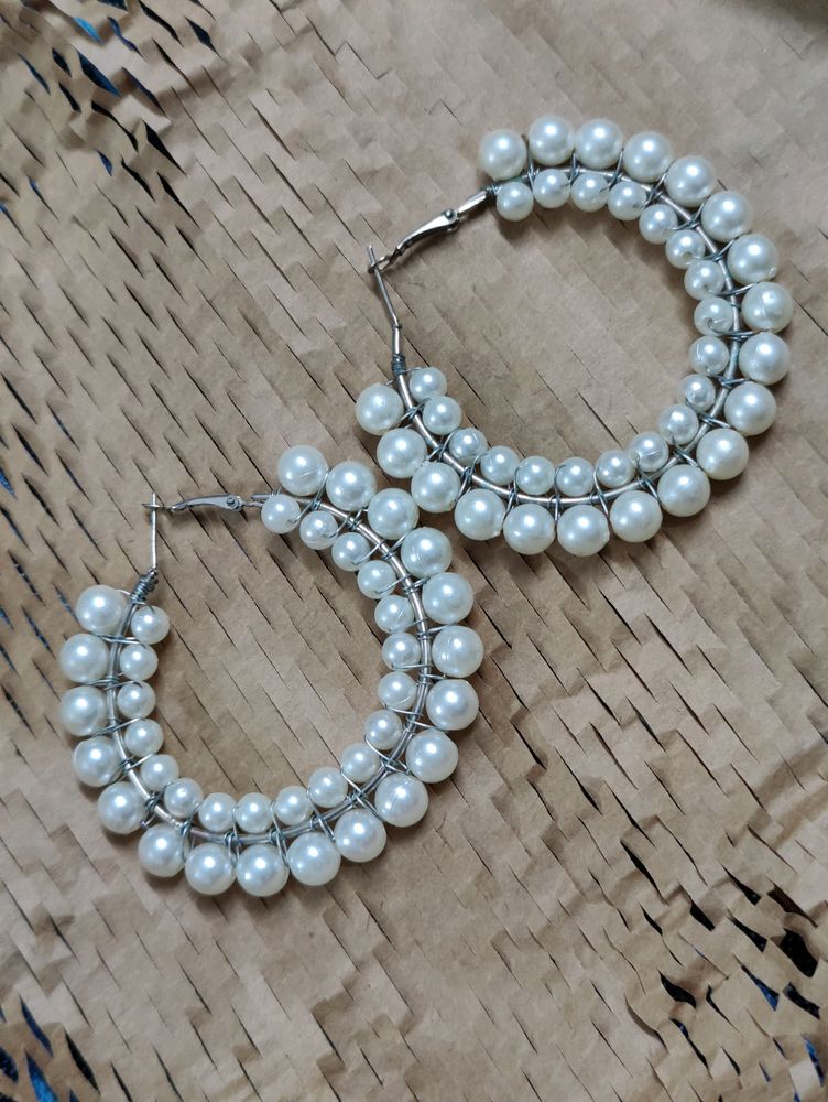 Elegant Pearl Hoop Earrings | Statement Jewelry