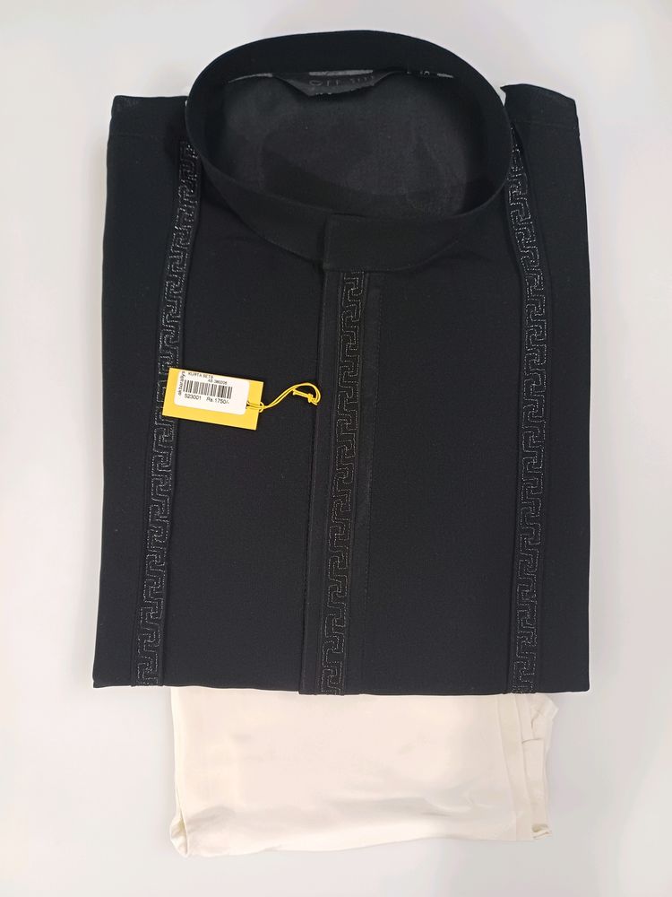 Georgette Kurta Chudidar Set (Black)