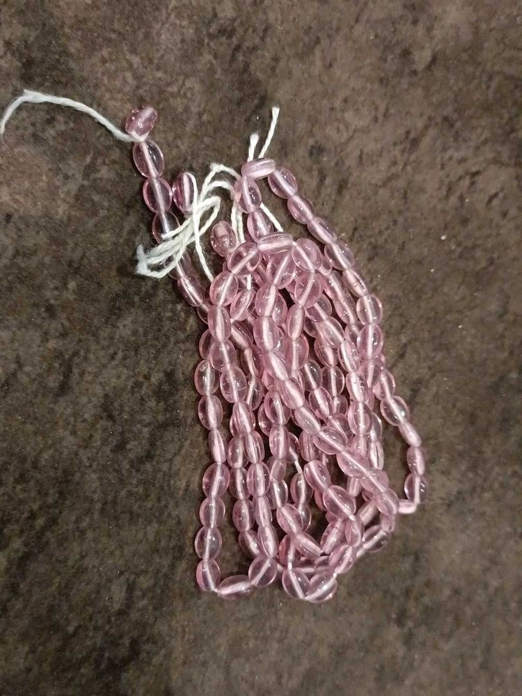 Vintage Pink Glass Seed Beads Set Of 3