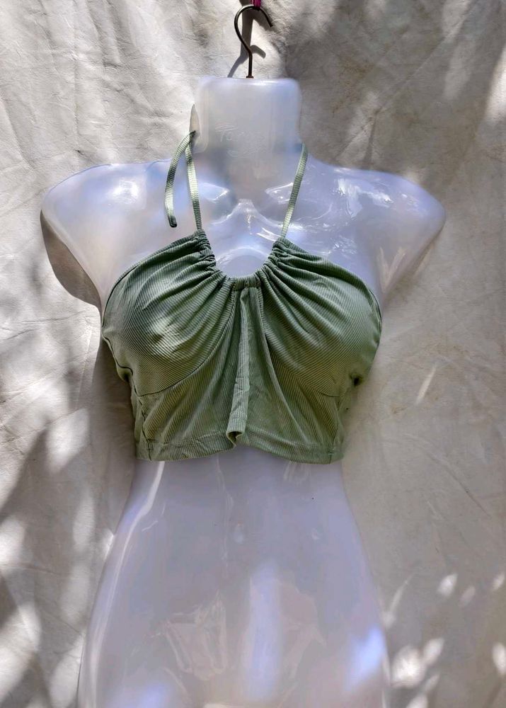 479. Green Halter Crop Top