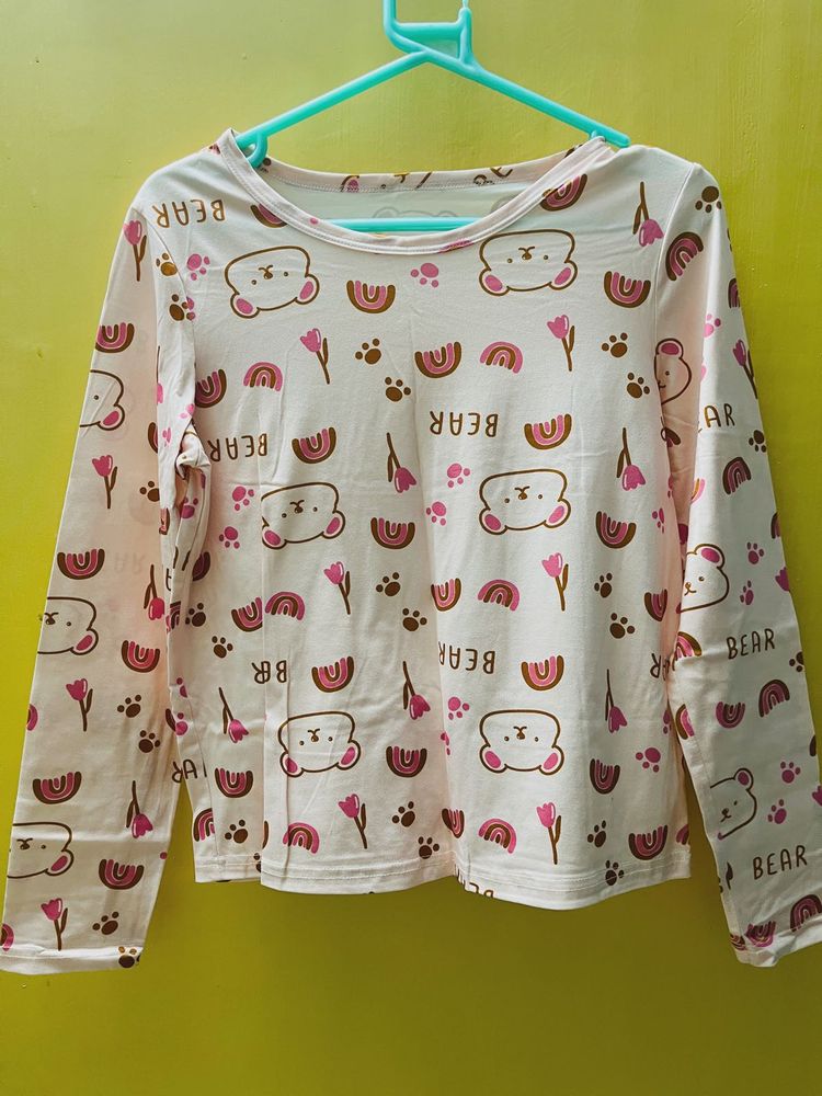 Cute Bear Print Long Sleeve Tee