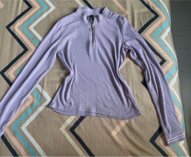 Cute Lavender Long Sleeve Top