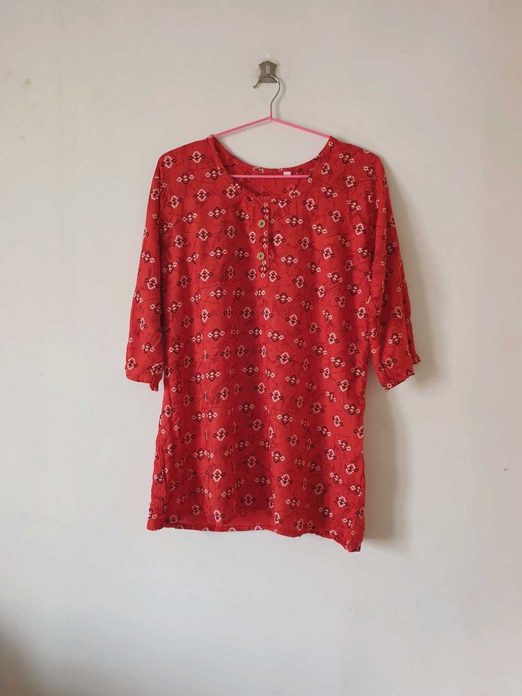 Red Patterned Tunic