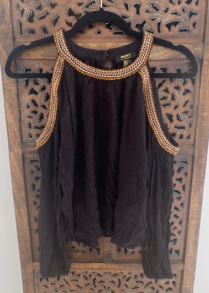 Forever 21 New Bohemian Beaded Top With Tag