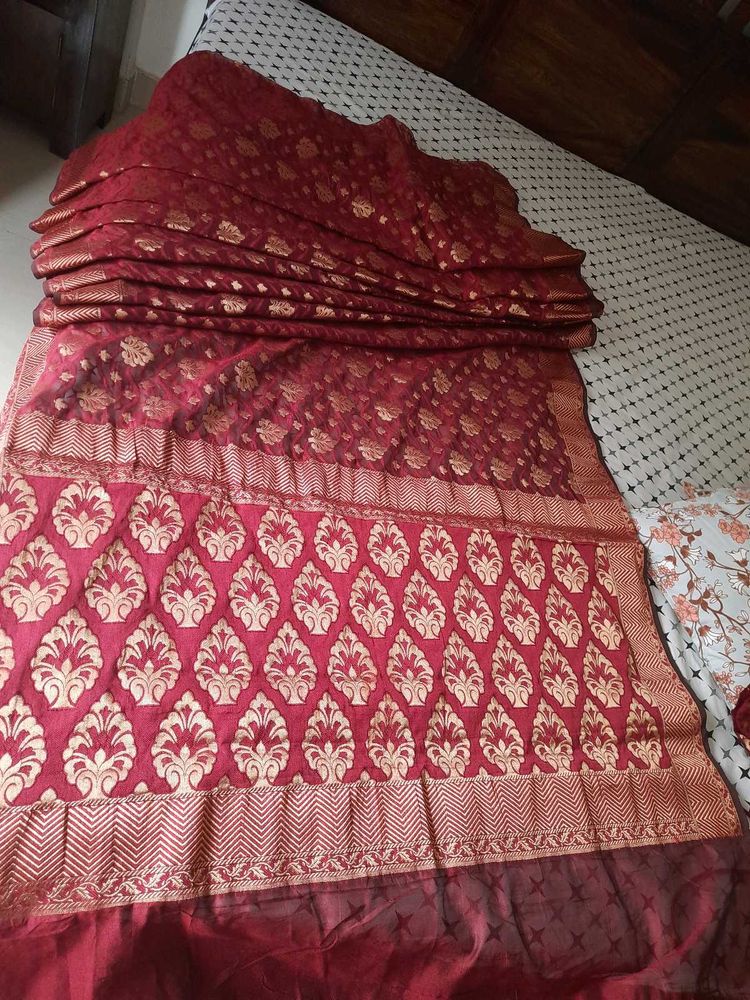 Grand Cotten silk saree with blouse Wedding Wear