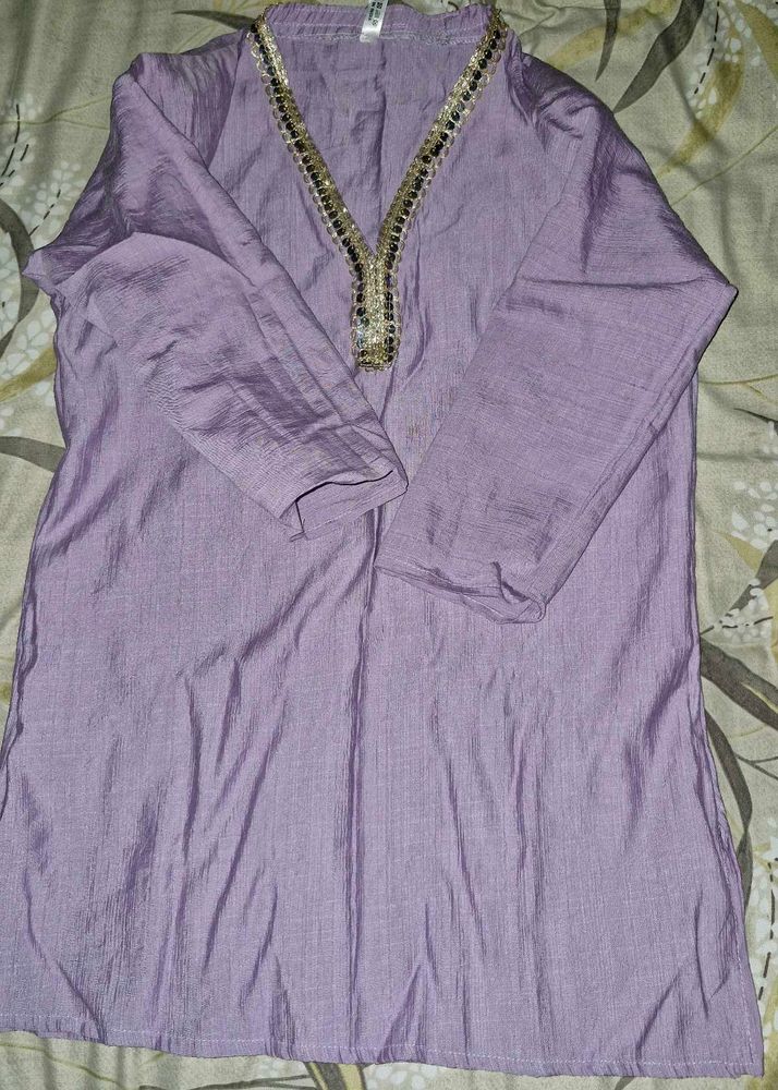 Lavender Embellished Short Kurti