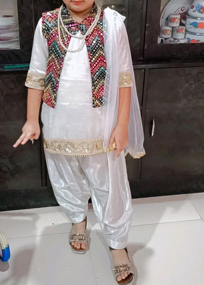 White Patyala Dress Without Jacket